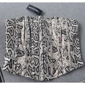 NWT Pretty Little Thing Snake Skin Corset Bustier Crop Top Y2K Sz 2